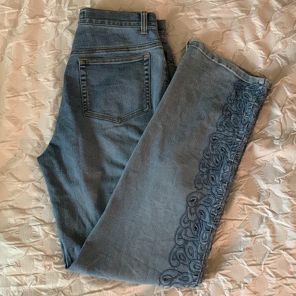 Lana Erica Embroidered High-Waisted Straight Leg Jeans - Picture 2 of 7